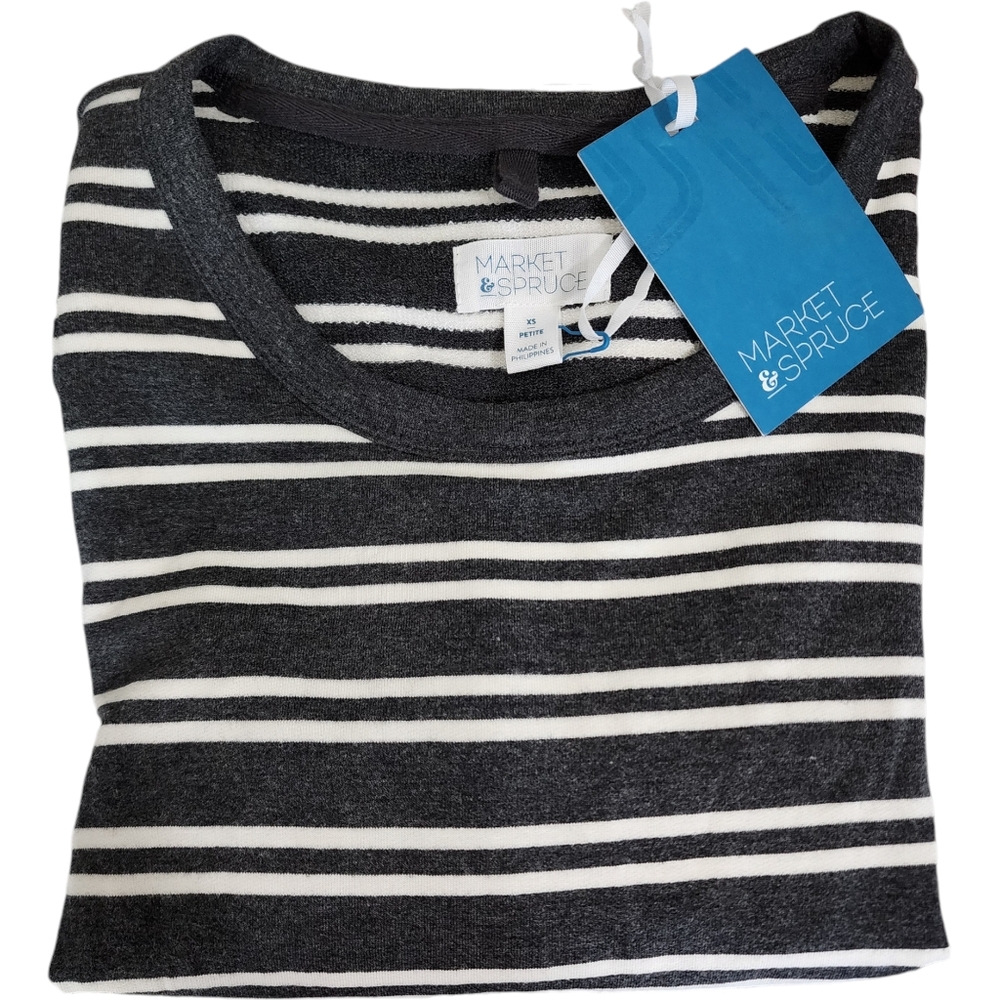 Market & Spruce Heather Grey Jersey Soft Long Sleeve Tee Crewneck Size XSP - Picture 6 of 15